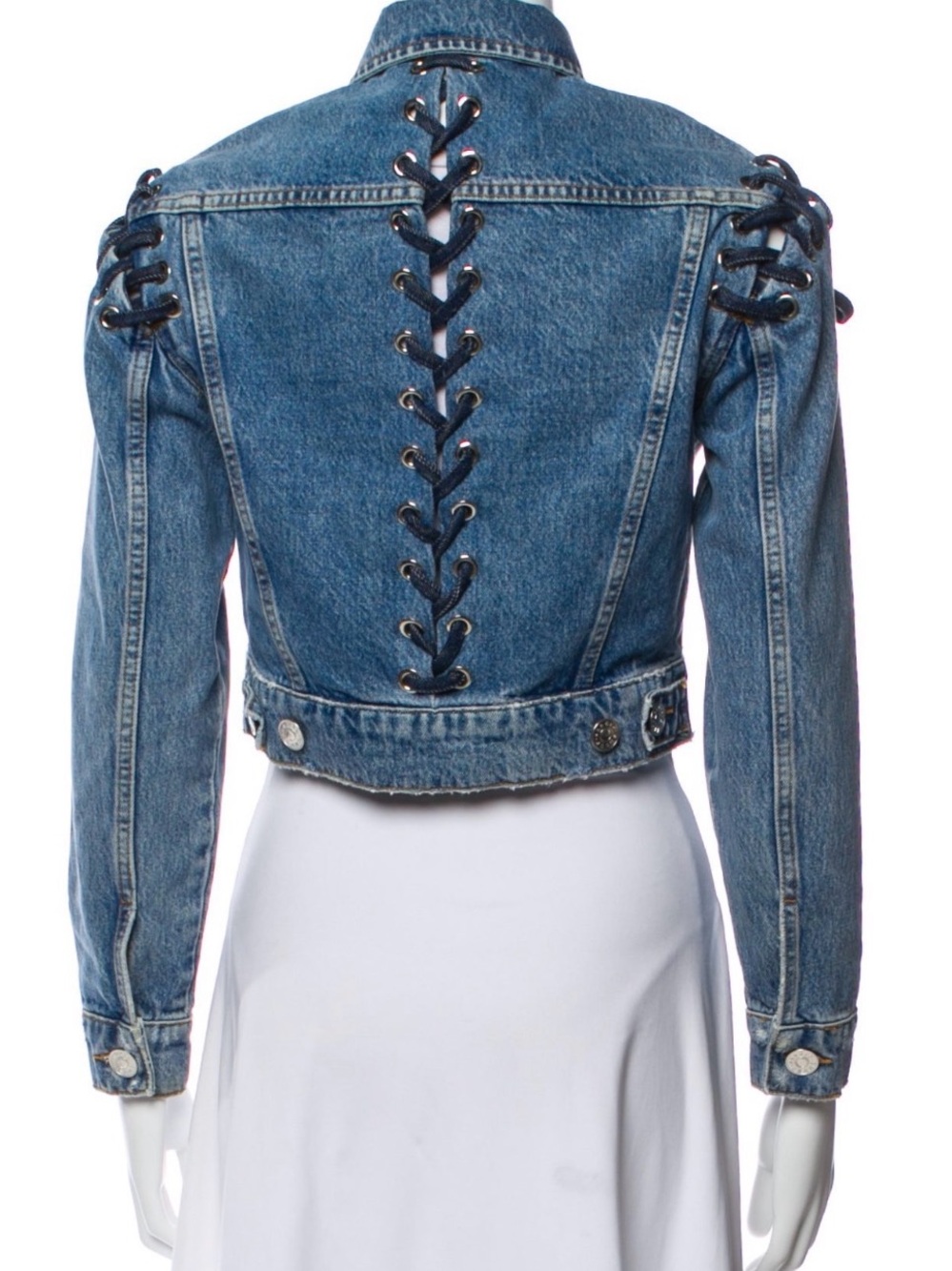 Sandro — Blue Denim Lace-Up Jacket — Size 4